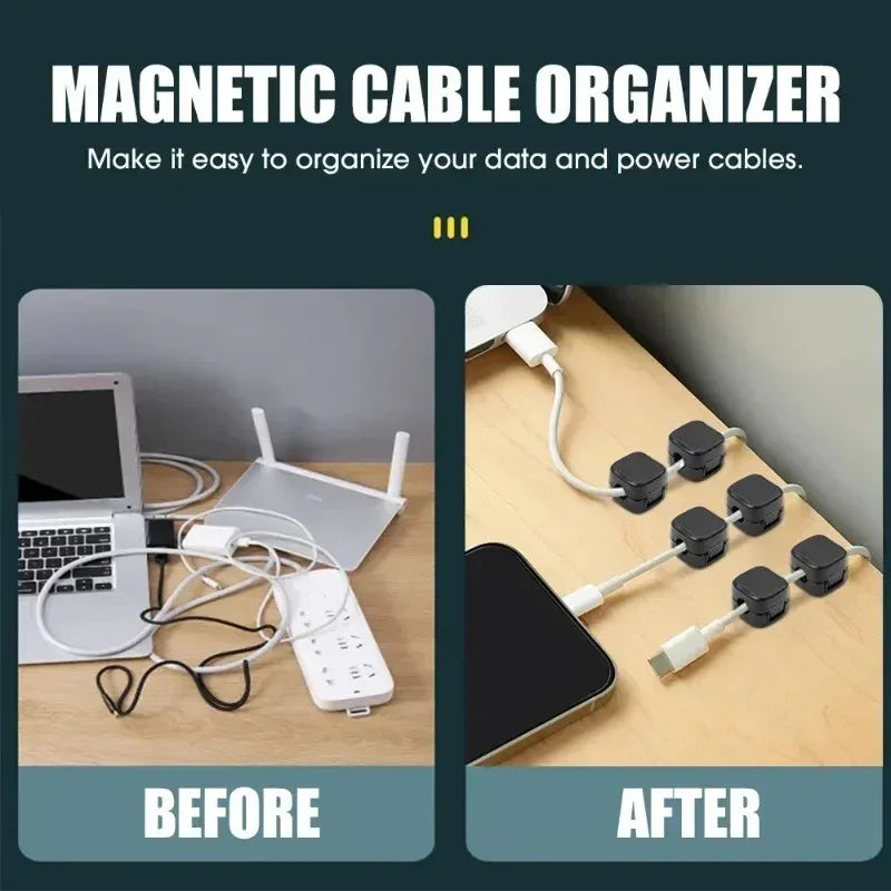 Magnetic Cable Clip Desk Cable Organiser – Black - SteadyBuy