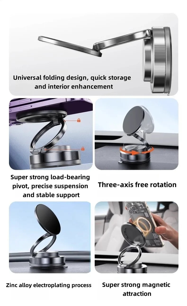 Magnetic Car Phone Mount with 360° Foldable Arm - SteadyBuy