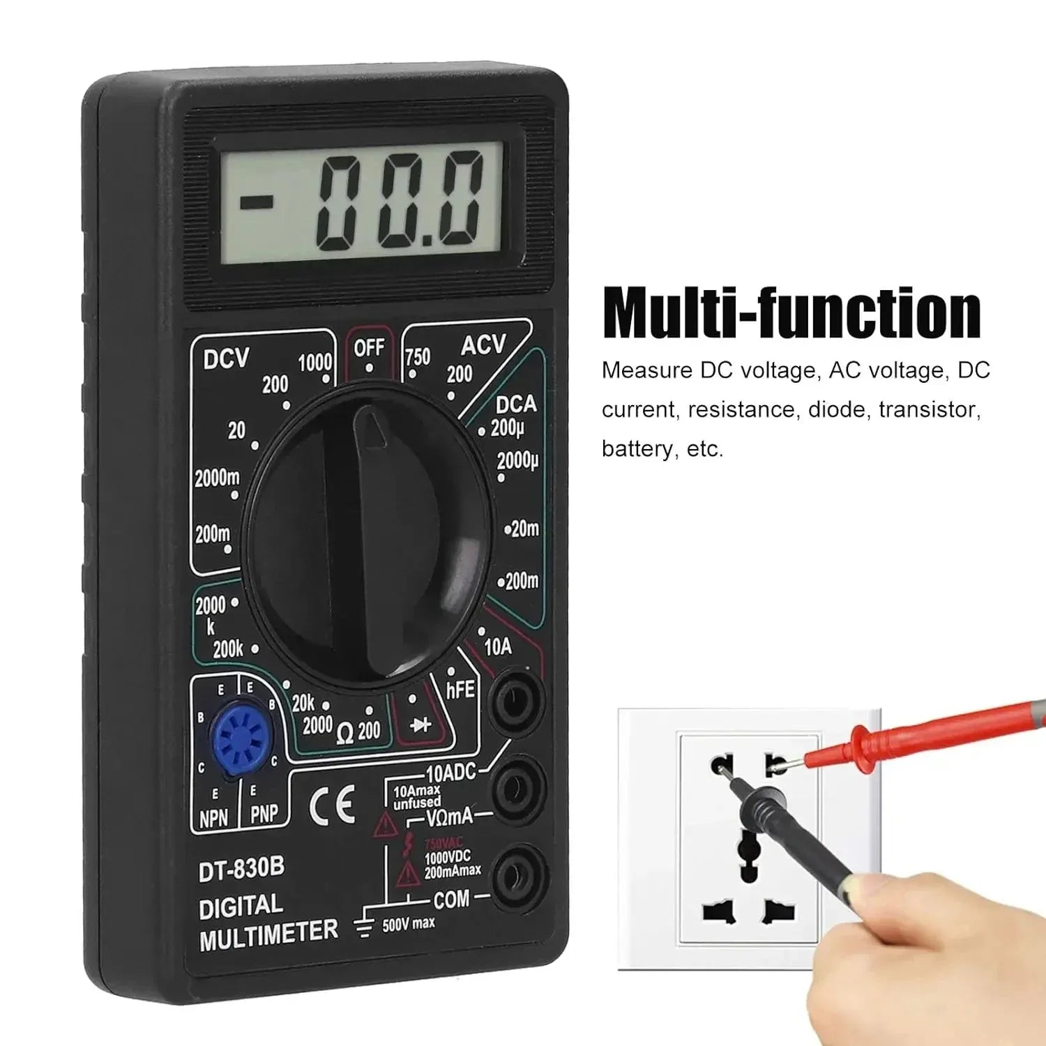 DT-830B Digital Multimeter – Handheld Voltage & Current Tester