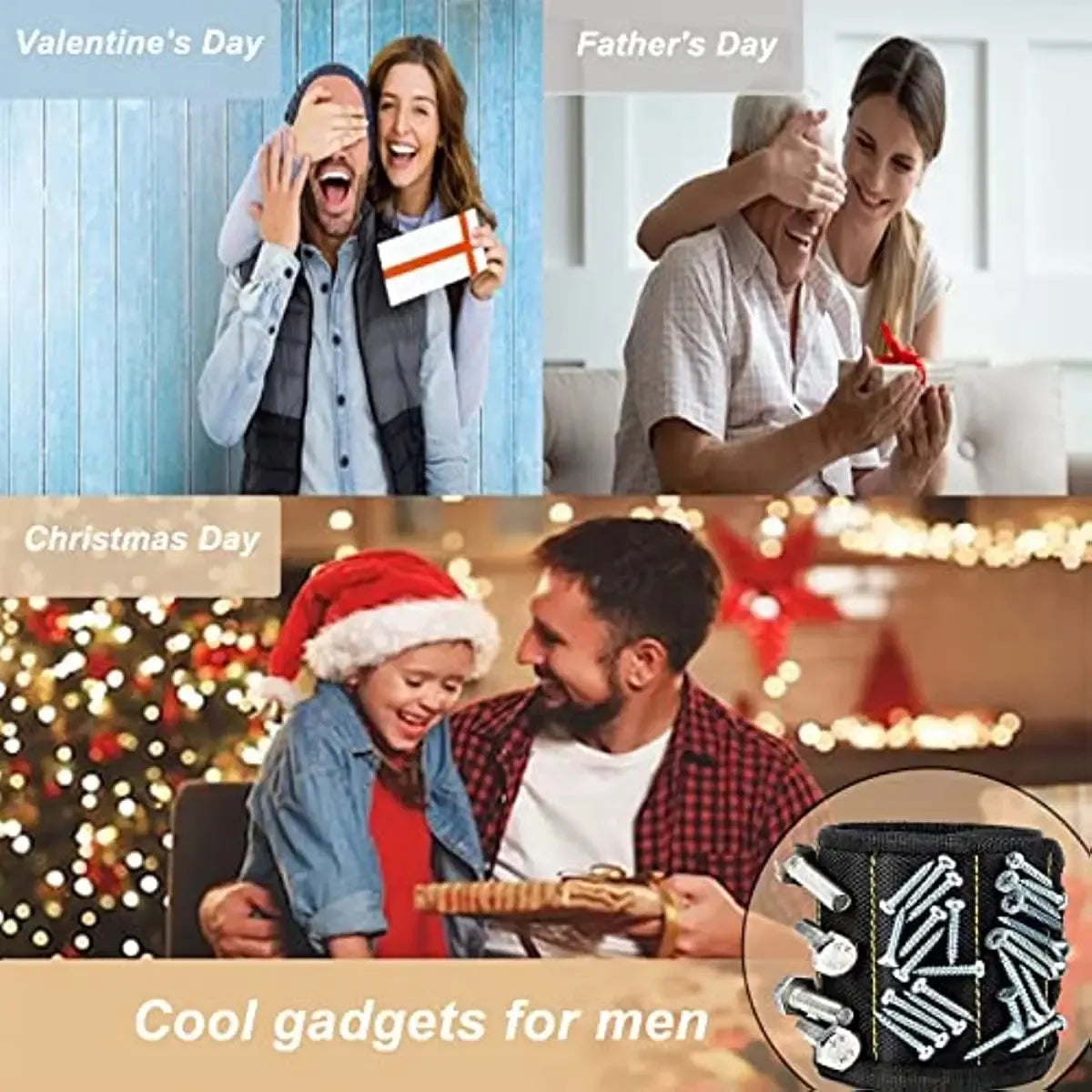 Magnetic Wristband Tool Holder with 5×15 Strong Magnets - SteadyBuy