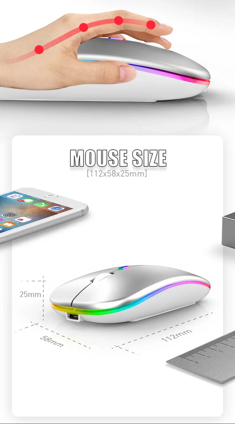 Rechargeable Bluetooth Wireless RGB Mouse 1600DPI - SteadyBuy