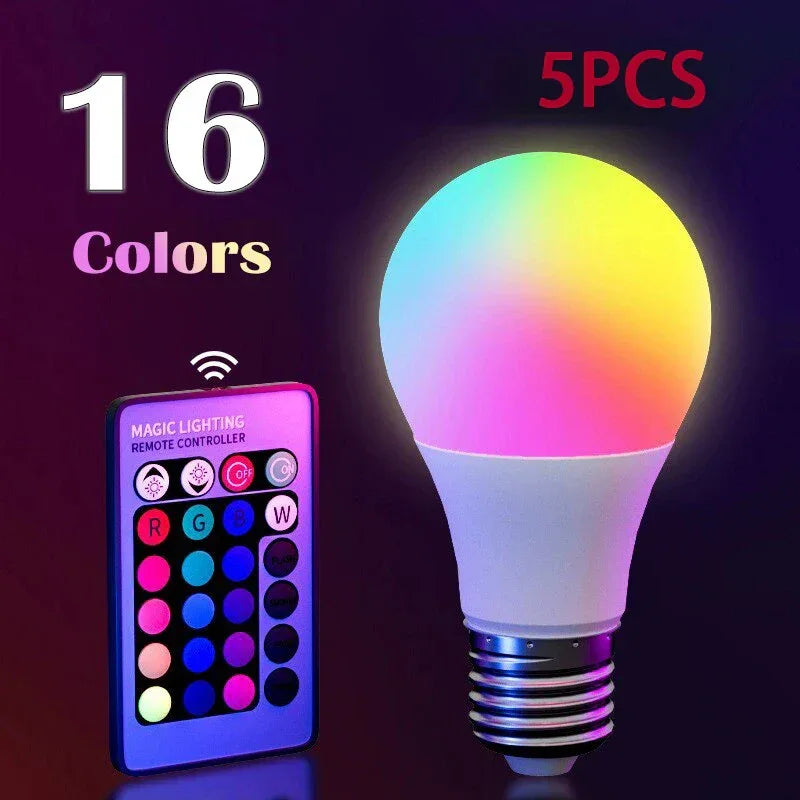 RGB E27 Smart Colour-Changing LED Bulb with Remote - SteadyBuy
