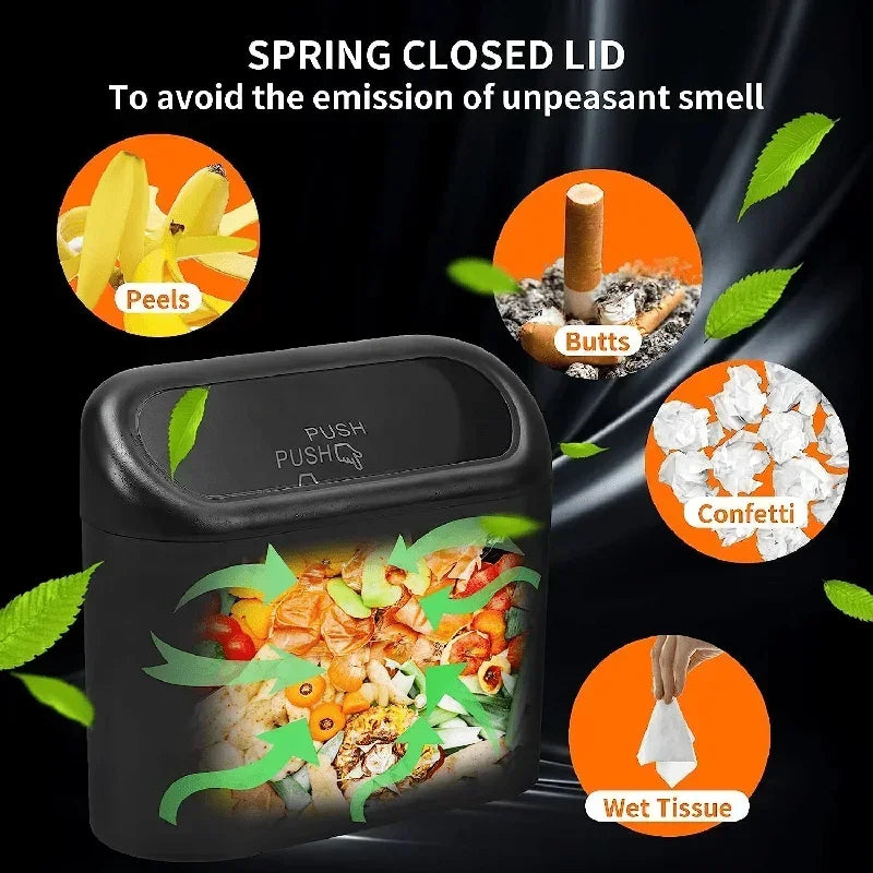 Leakproof Car Trash Can with Lid & 60 Bags