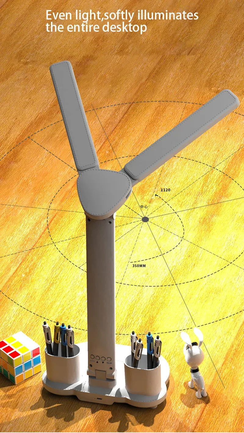 Folding LED Dual-Head Touch Desk Lamp with Clock - SteadyBuy