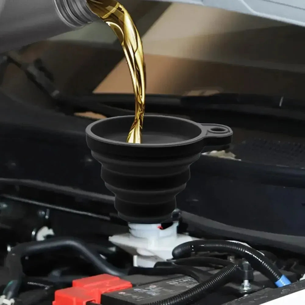 Foldable Silicone Engine Oil & Fluid Funnel - SteadyBuy