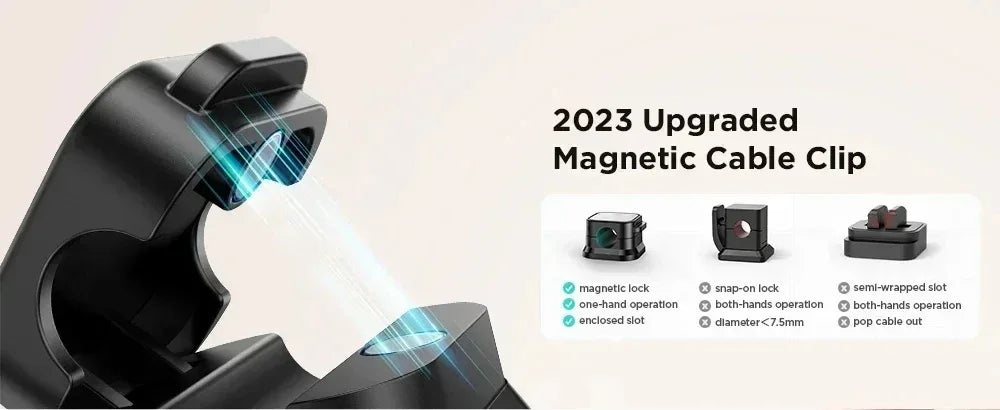 Magnetic Cable Clip Desk Cable Organiser – Black - SteadyBuy