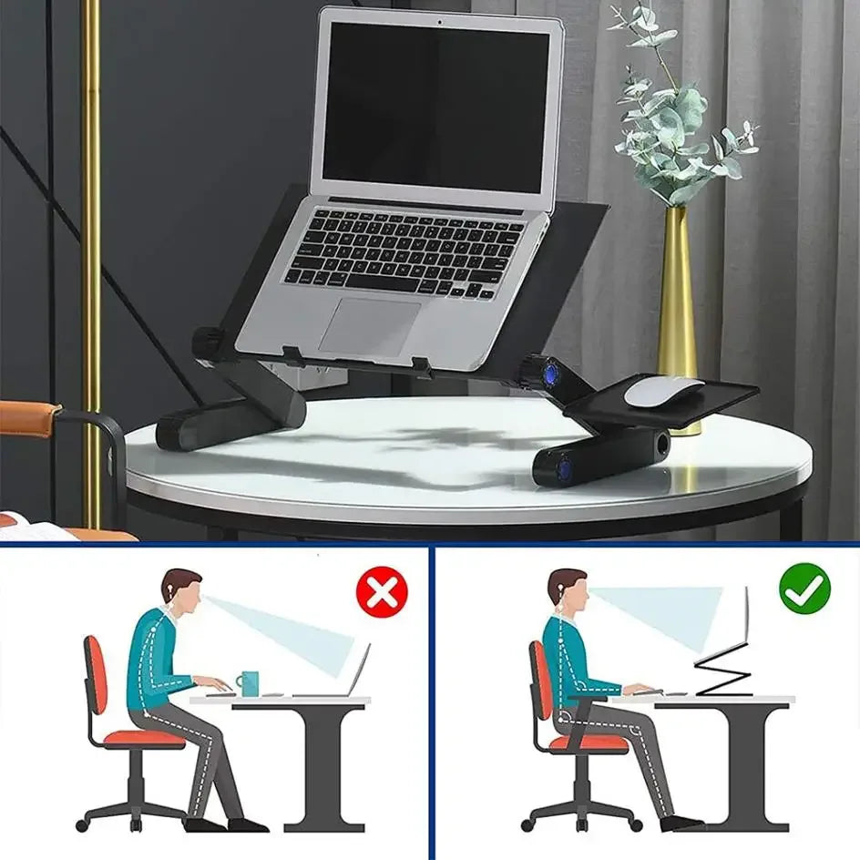 Adjustable Aluminium Laptop Bed Desk with Mouse Pad - SteadyBuy