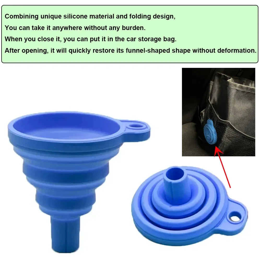 Foldable Silicone Engine Oil & Fluid Funnel - SteadyBuy