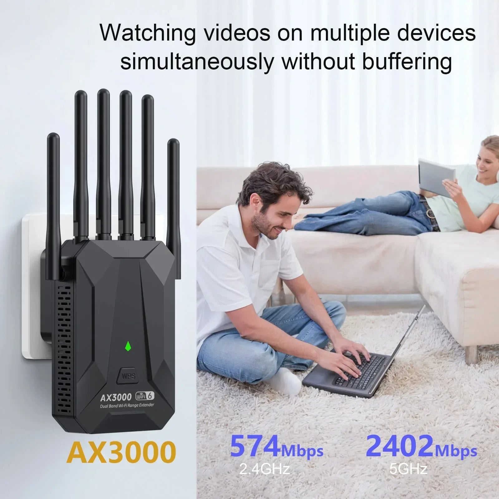Wi‑Fi 6 Dual‑Band Range Extender 3000Mbps - SteadyBuy