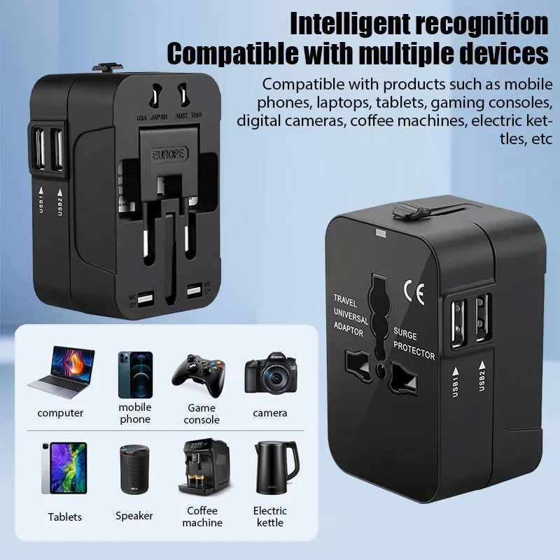 Universal Travel Adapter with Dual USB Ports
