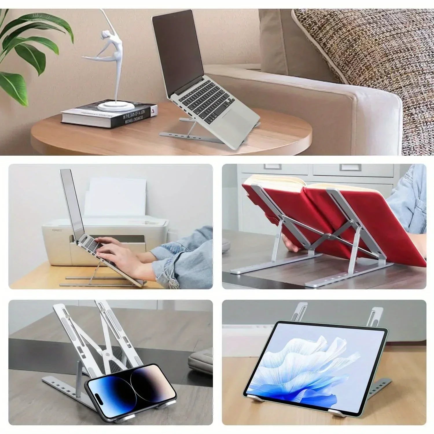 Adjustable Aluminium Laptop Stand (8–16" Foldable) - SteadyBuy