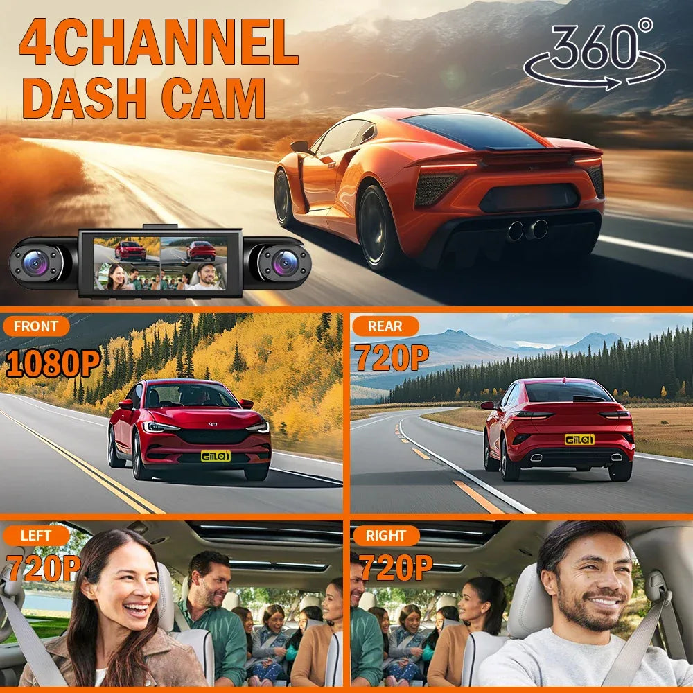 4-Channel 360° Dash Cam with Parking Monitor - SteadyBuy