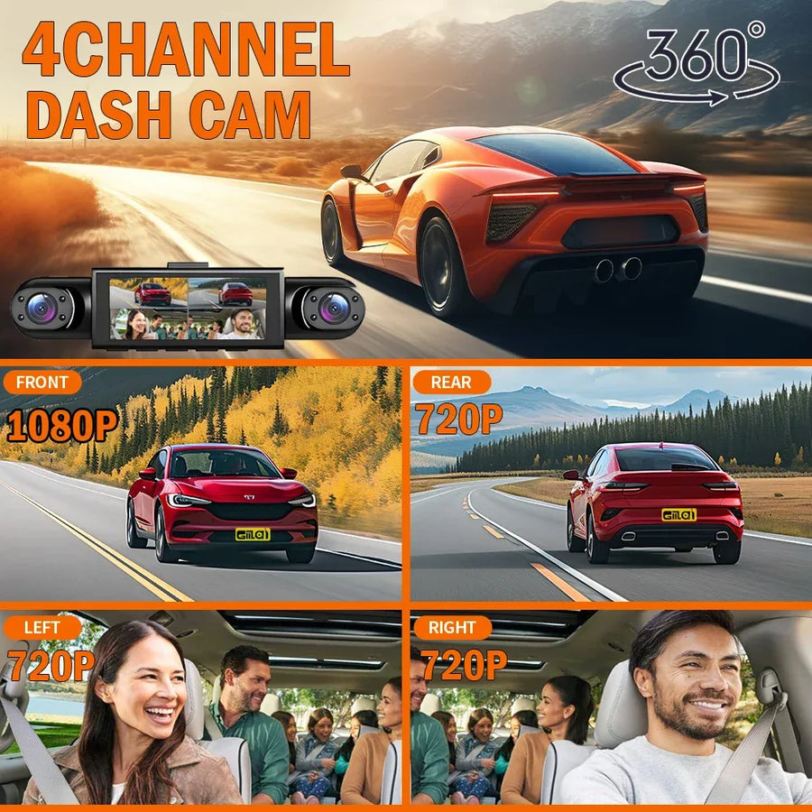 4-Channel 360° Dash Cam with Parking Monitor - SteadyBuy