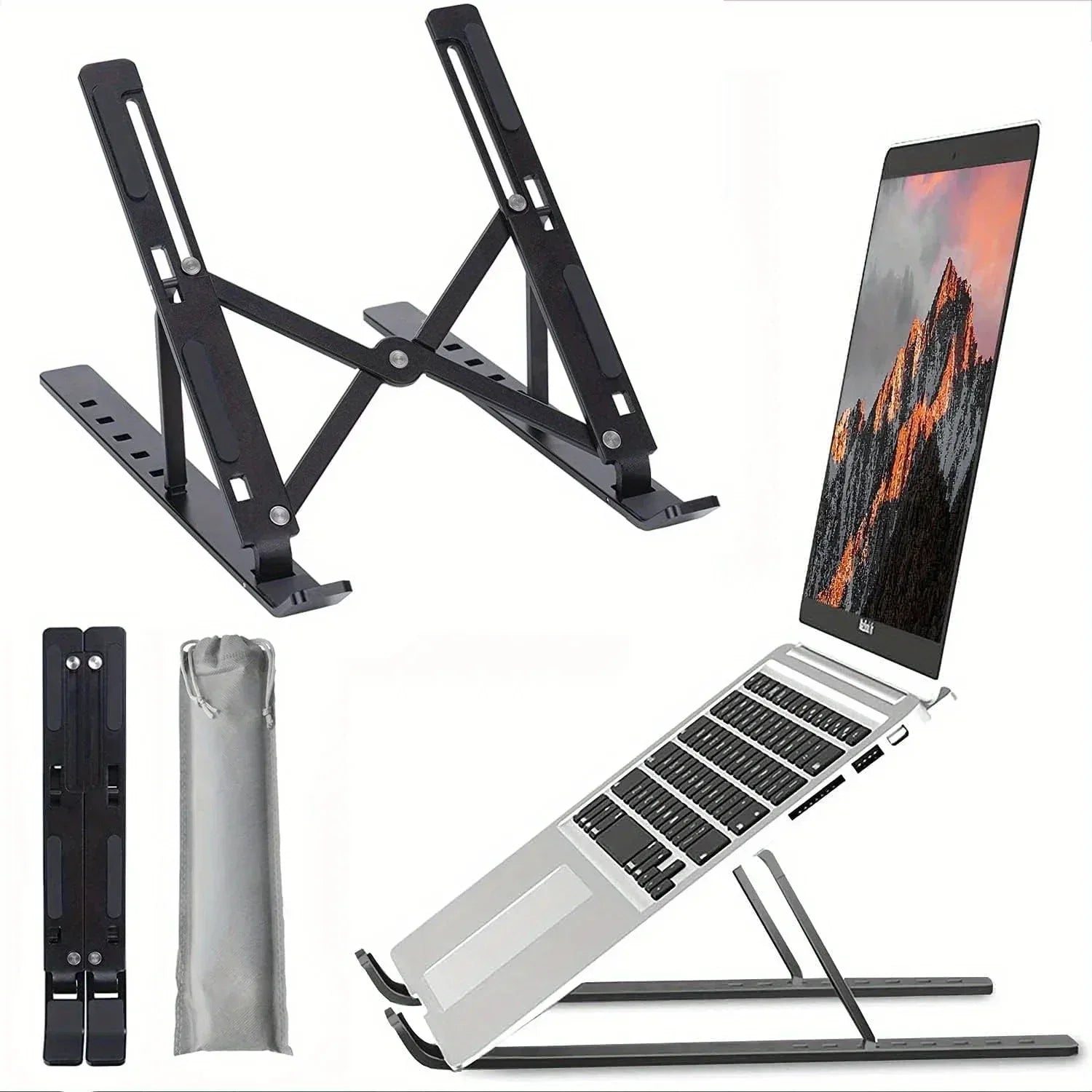 Adjustable Aluminium Laptop Stand (8–16" Foldable) - SteadyBuy