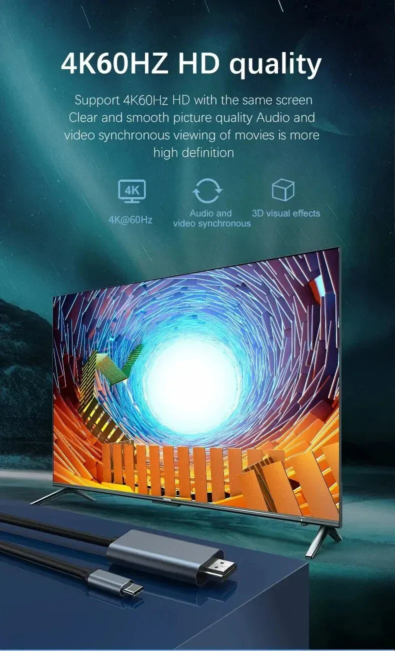 4K USB-C to HDMI Cable 2m (60Hz) - SteadyBuy