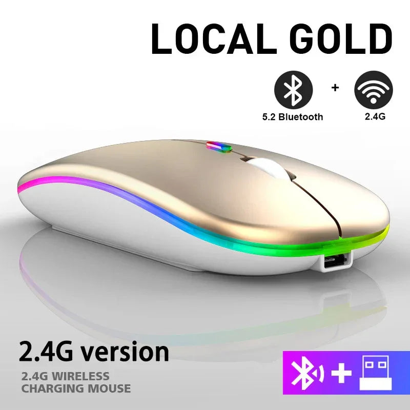 Rechargeable Bluetooth Wireless RGB Mouse 1600DPI - SteadyBuy