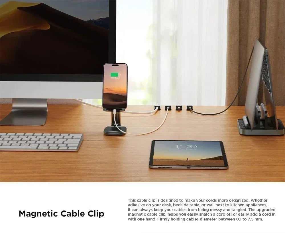 Magnetic Cable Clip Desk Cable Organiser – Black - SteadyBuy