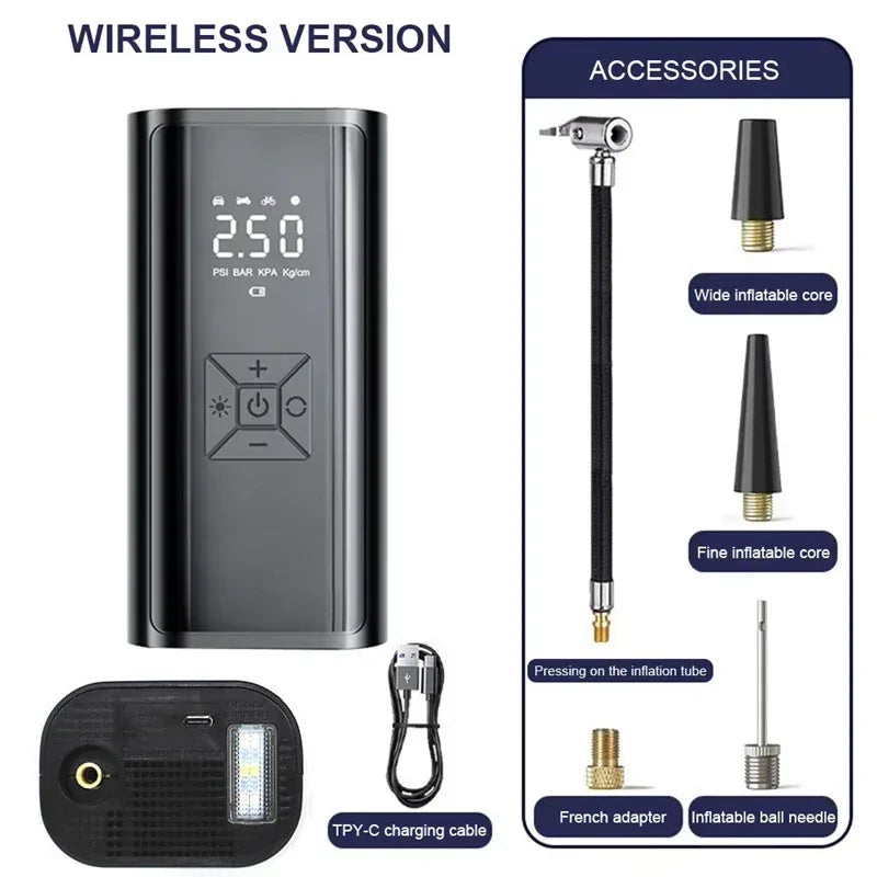 Portable Wireless Car Tyre Inflator Pump - SteadyBuy