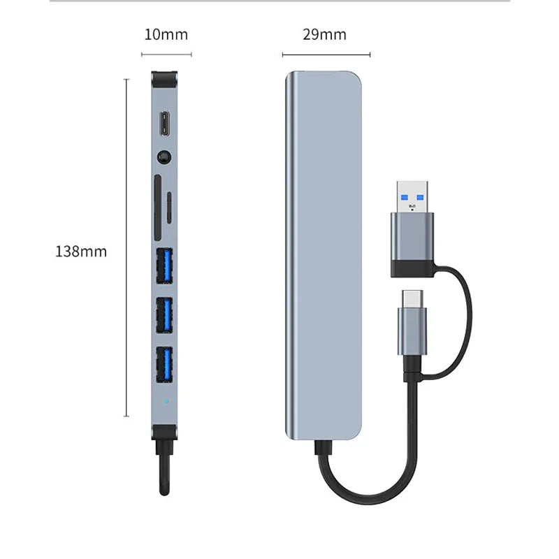 8‑in‑2 USB‑C Hub Docking Station - SteadyBuy