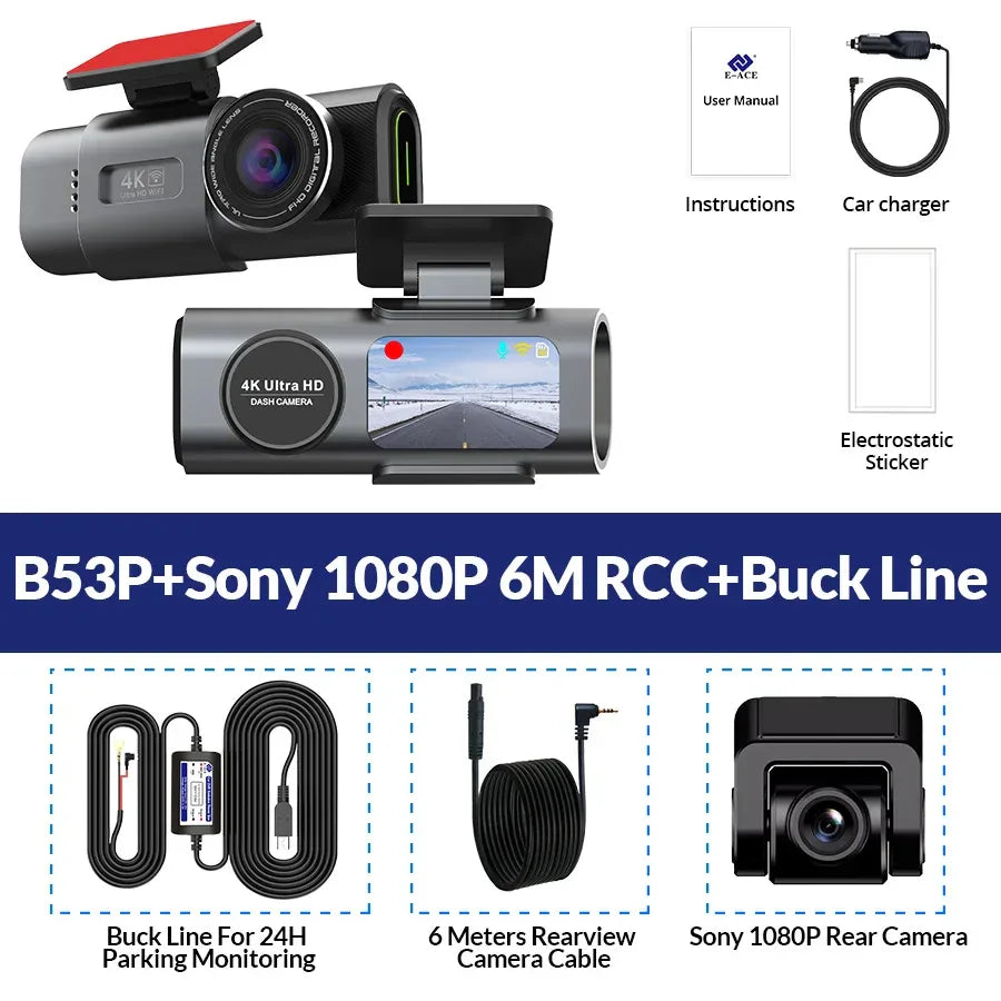 4K Dash Cam with Wi‑Fi, GPS & 24/7 Parking Mode - SteadyBuy