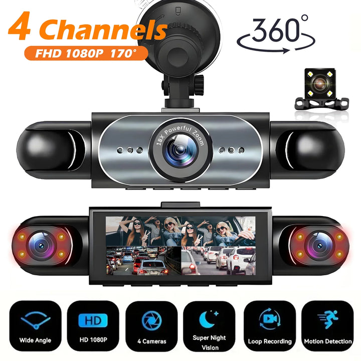 4-Channel 360° Dash Cam with Parking Monitor - SteadyBuy