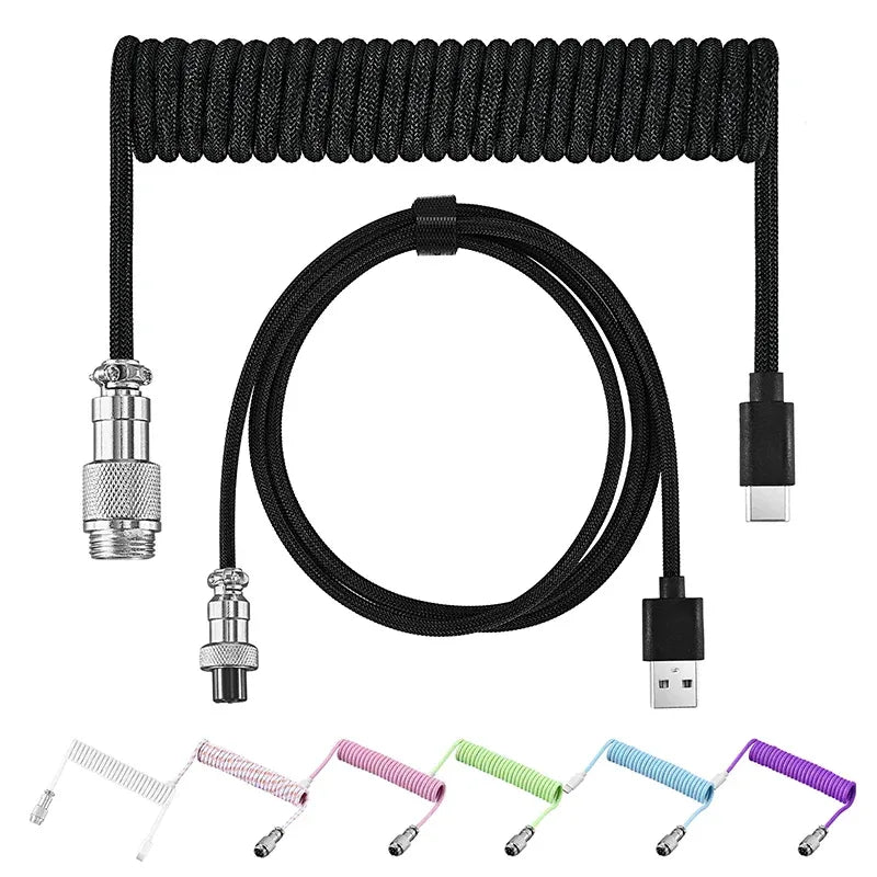 Coiled USB-C Keyboard Cable with Detachable Aviator – Pink - SteadyBuy