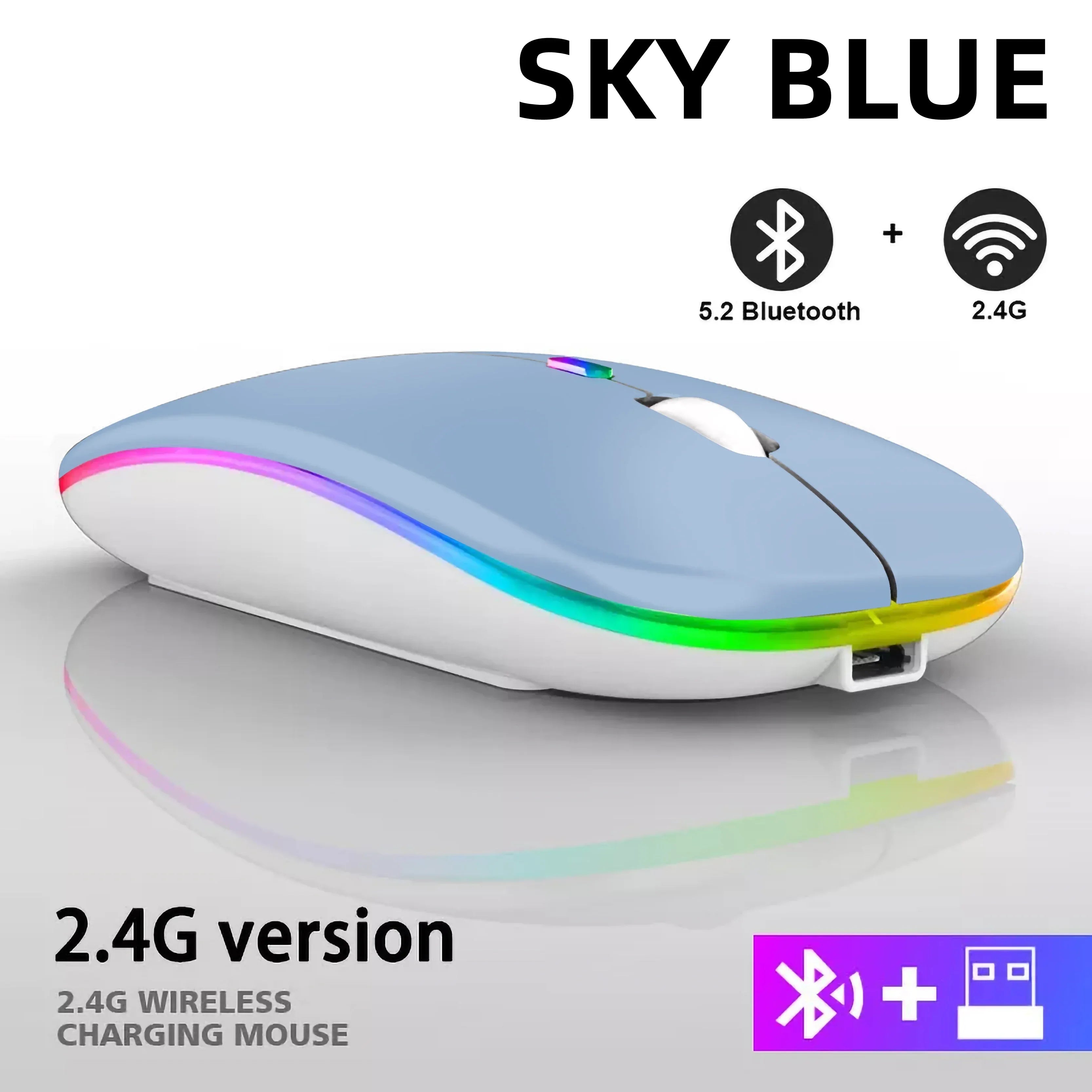 Rechargeable Bluetooth Wireless RGB Mouse 1600DPI - SteadyBuy
