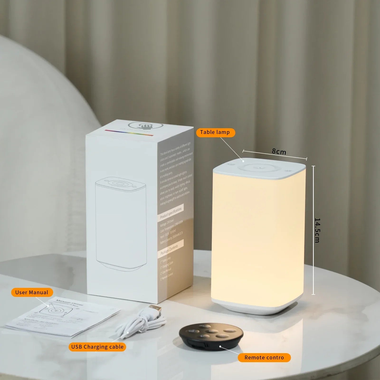 Rechargeable RGB Touch Bedside Lamp with Timer - SteadyBuy