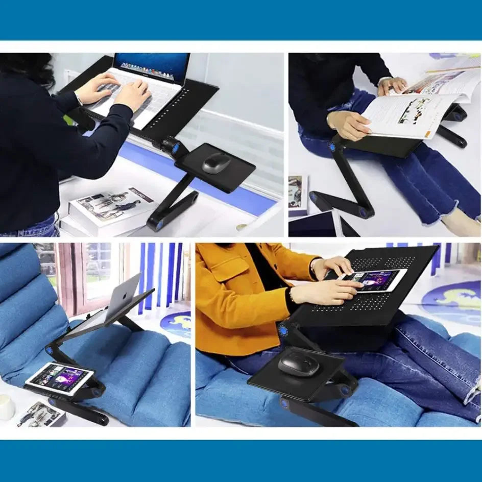 Adjustable Aluminium Laptop Bed Desk with Mouse Pad - SteadyBuy