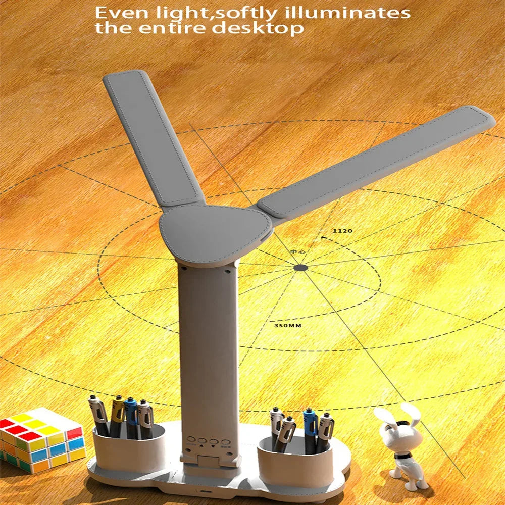 Folding LED Dual-Head Touch Desk Lamp with Clock - SteadyBuy