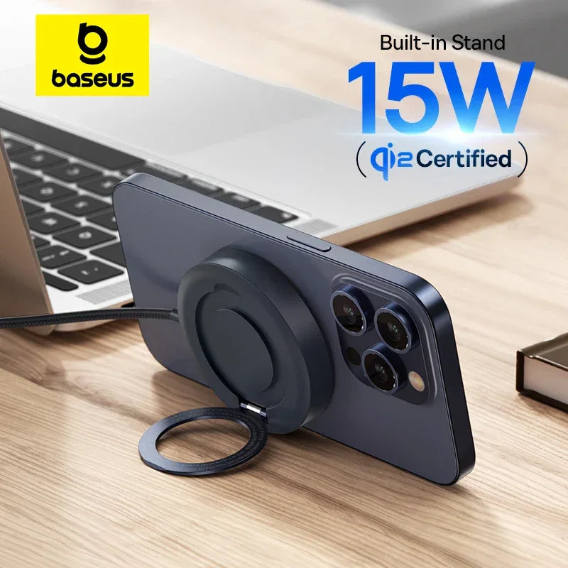 Baseus 15W Qi2 Magnetic Wireless Charger with Stand - SteadyBuy