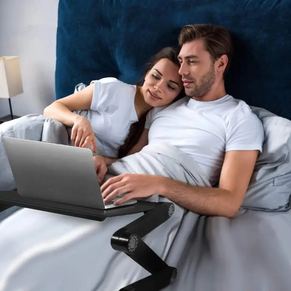 Adjustable Aluminium Laptop Bed Desk with Mouse Pad - SteadyBuy
