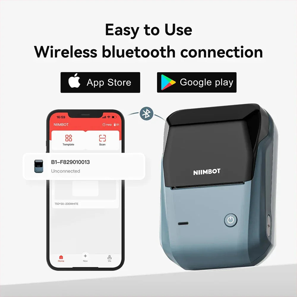 Niimbot B1 Bluetooth Thermal Label Printer (2") - SteadyBuy