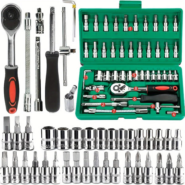 Car Emergency Tool Kit - 46-Piece Socket Set for Your Vehicle