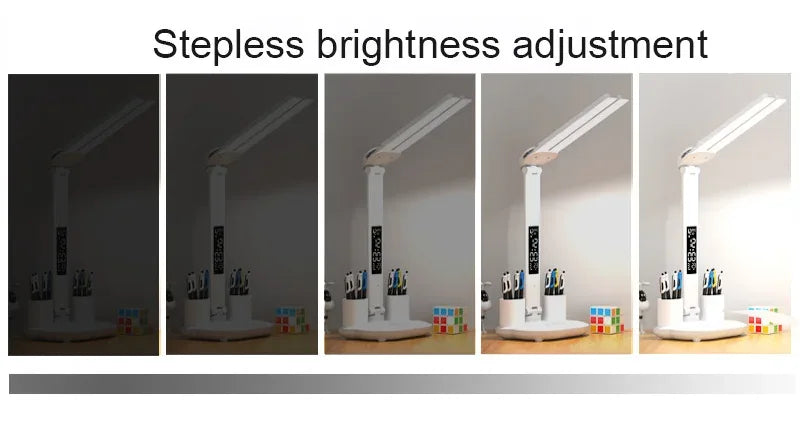 Folding LED Dual-Head Touch Desk Lamp with Clock - SteadyBuy