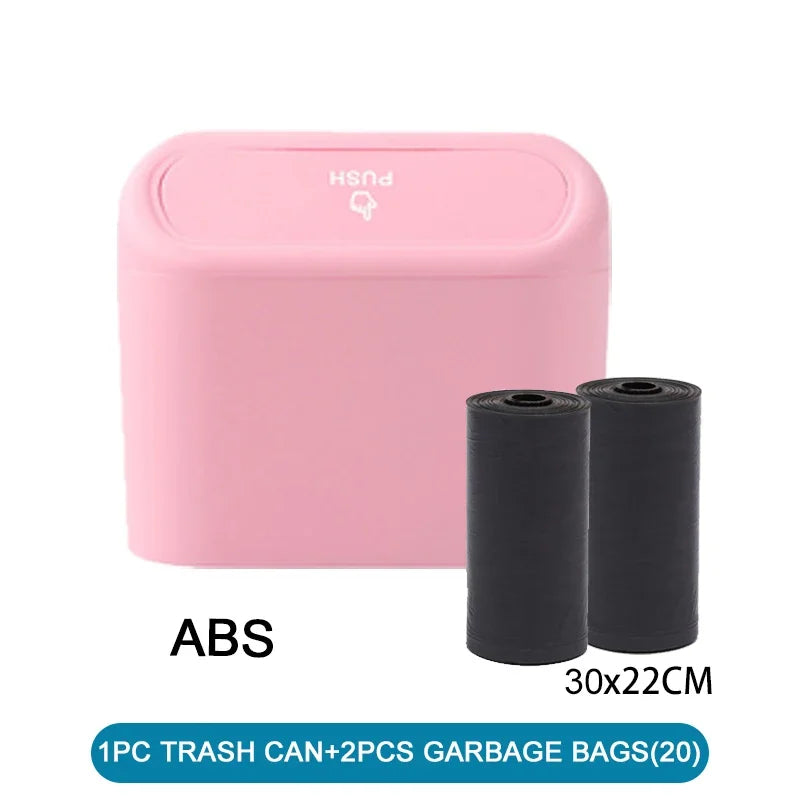 Leakproof Car Trash Can with Lid & 60 Bags