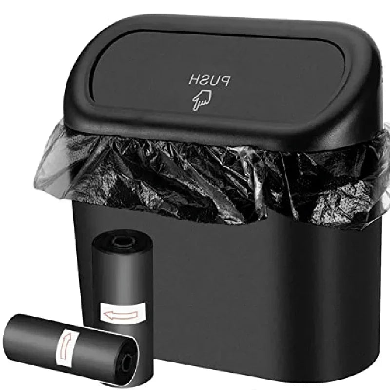 Leakproof Car Trash Can with Lid & 60 Bags