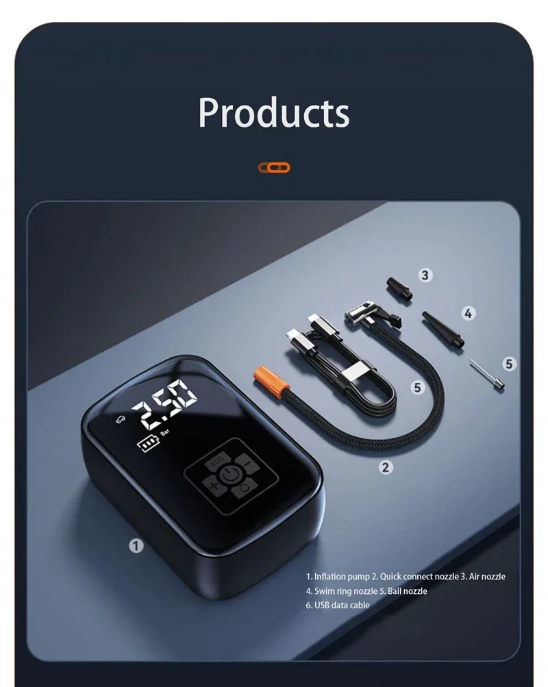 Portable Wireless Car Tyre Inflator Pump - SteadyBuy