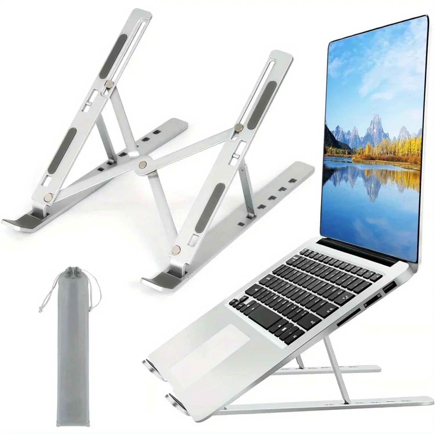Adjustable Aluminium Laptop Stand (8–16" Foldable) - SteadyBuy