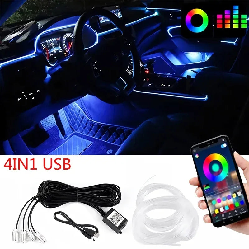 RGB EL Interior Car Ambient Neon Light Strip - SteadyBuy
