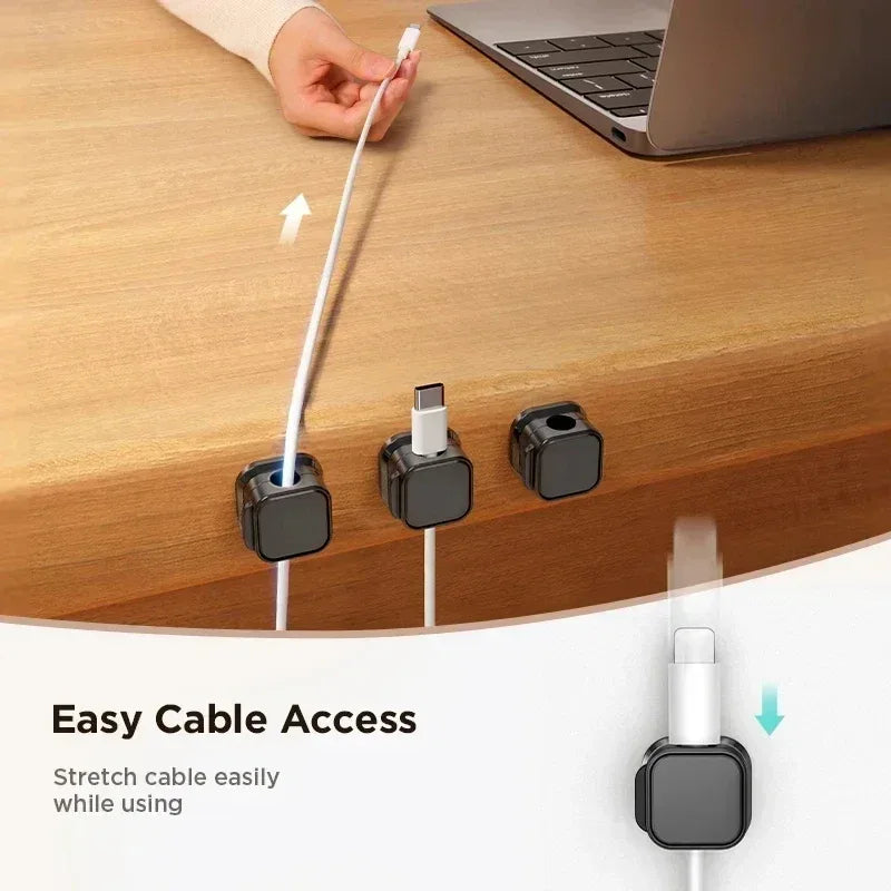 Magnetic Cable Clip Desk Cable Organiser – Black - SteadyBuy