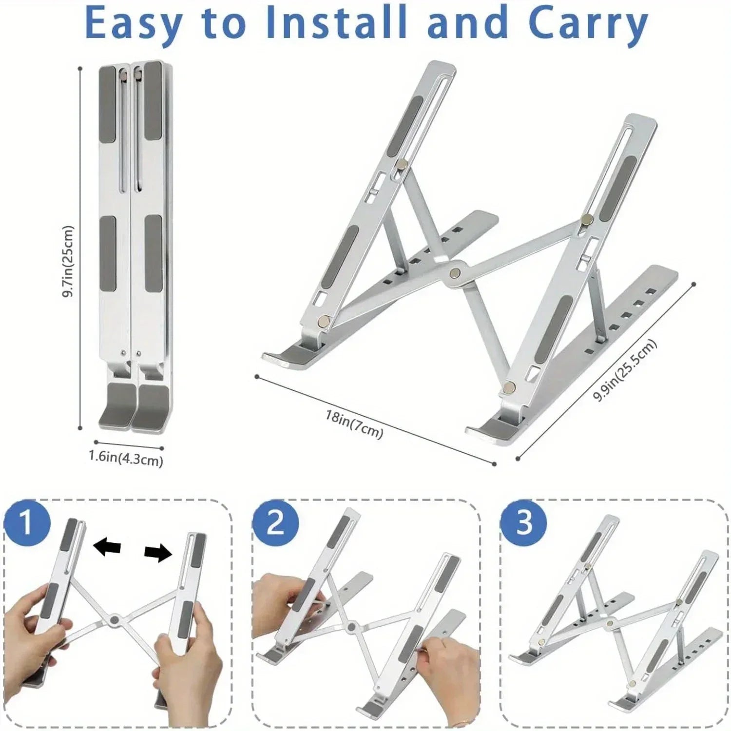 Adjustable Aluminium Laptop Stand (8–16" Foldable) - SteadyBuy
