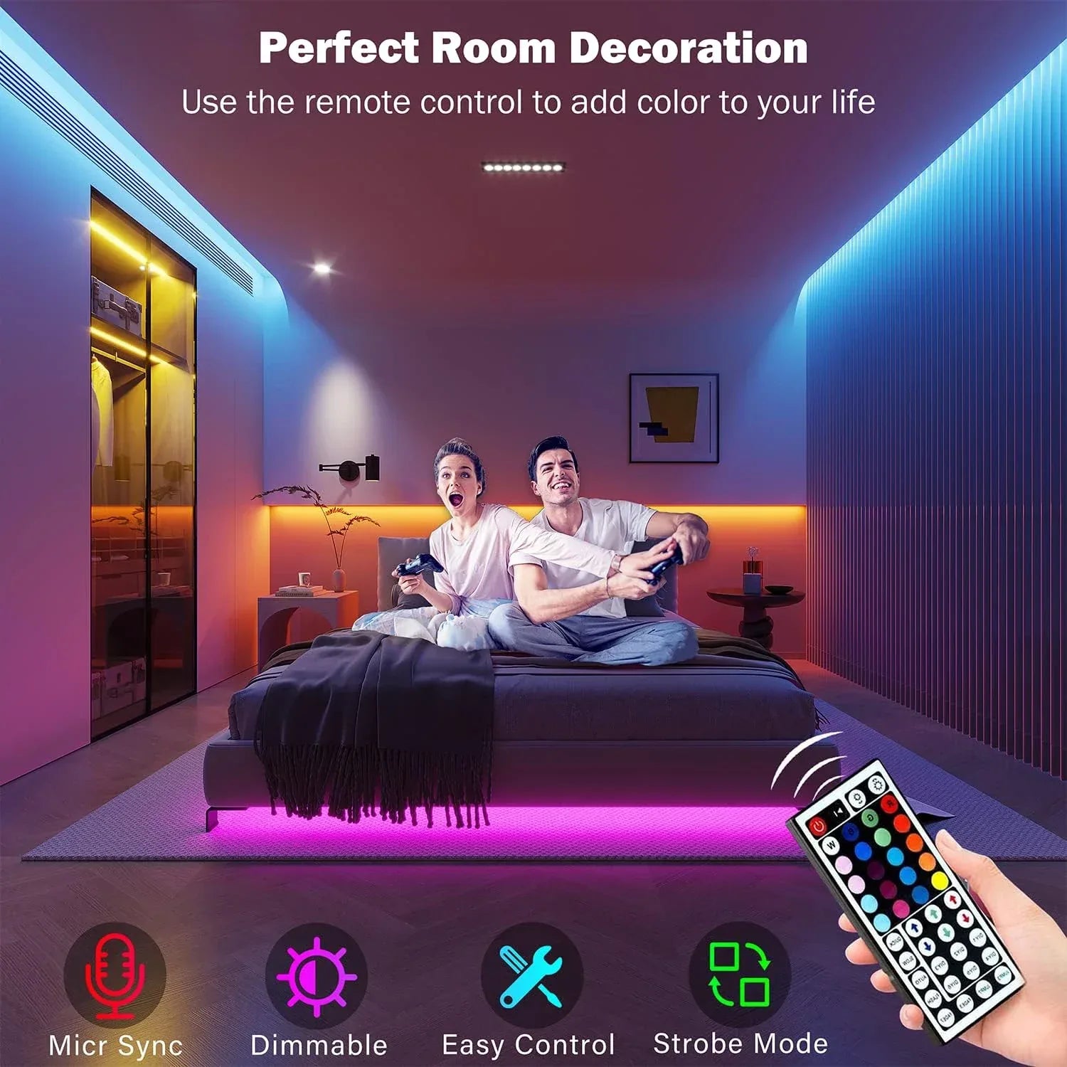 RGB LED Strip Lights with App Control (15m Kit) - SteadyBuy