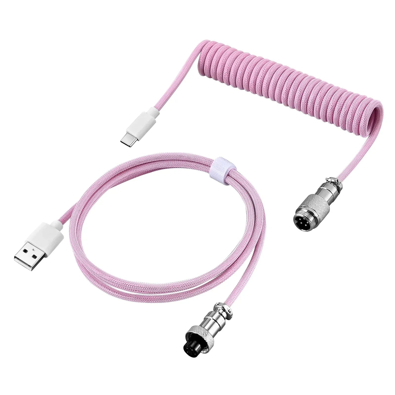Coiled USB-C Keyboard Cable with Detachable Aviator – Pink - SteadyBuy