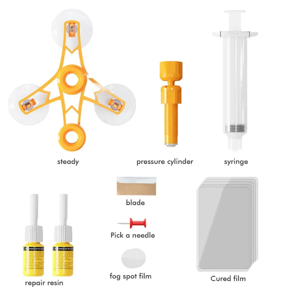 Windshield Glass Crack Repair Kit – No UV Needed - SteadyBuy