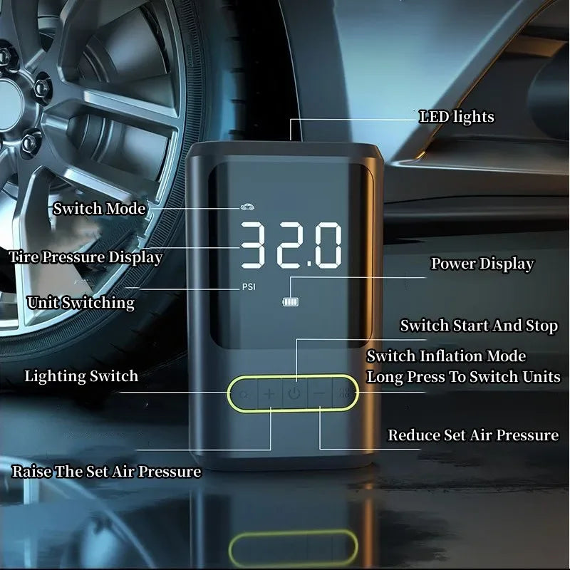 Portable Wireless Car Tyre Inflator Pump - SteadyBuy