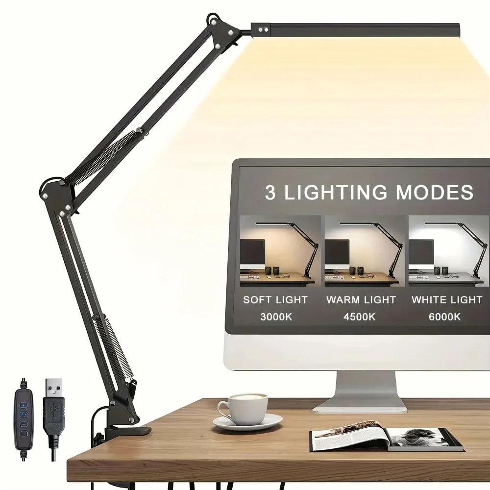 Clamp-On LED Desk Lamp with Adjustable Arm - SteadyBuy