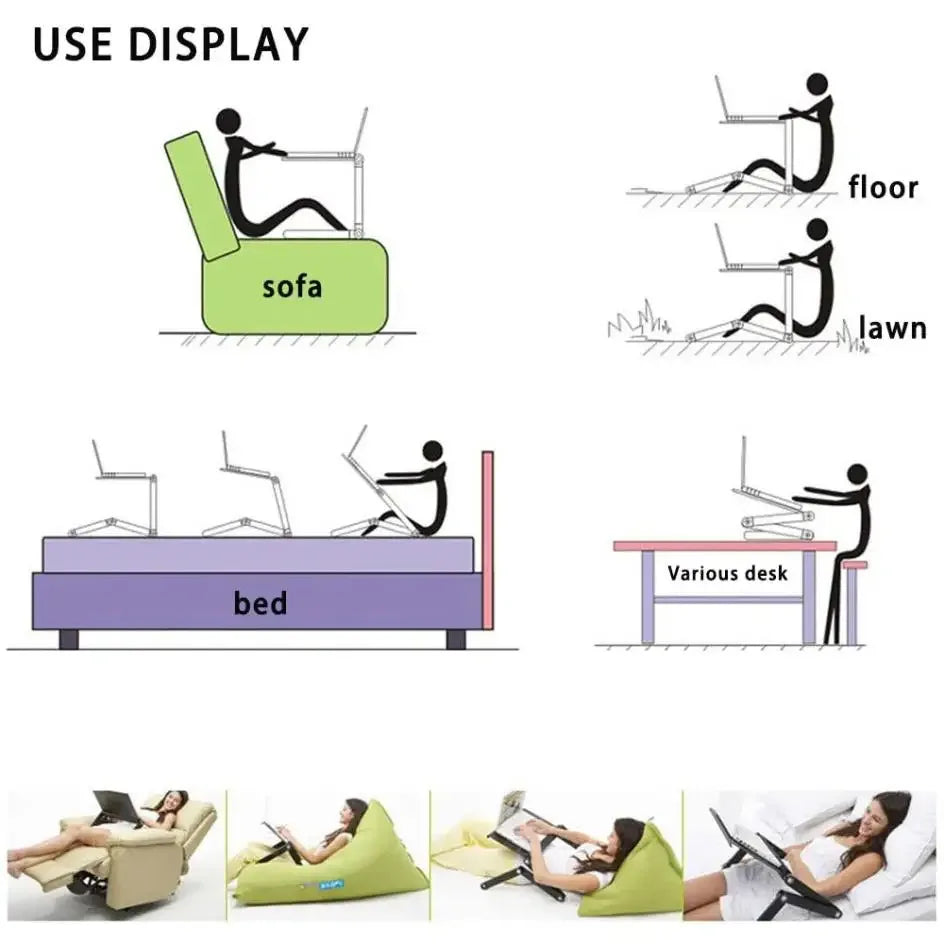 Adjustable Aluminium Laptop Bed Desk with Mouse Pad - SteadyBuy