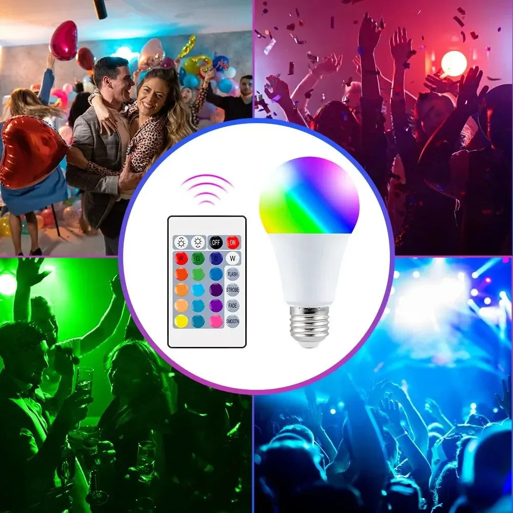 RGB E27 Smart Colour-Changing LED Bulb with Remote - SteadyBuy