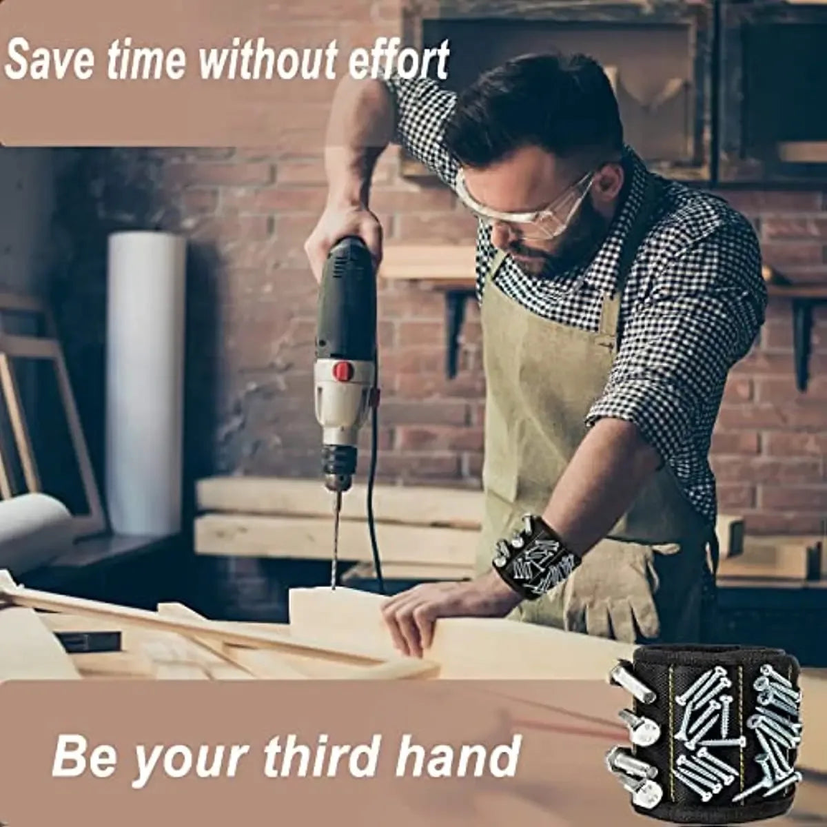 Magnetic Wristband Tool Holder with 5×15 Strong Magnets - SteadyBuy